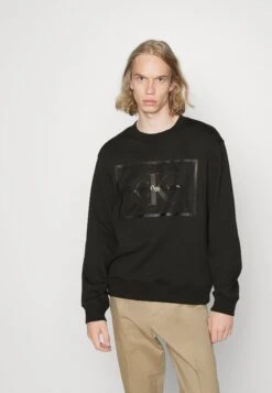 Calvin Klein Jeans Monologo Box Crew Neck - Sudadera - Black